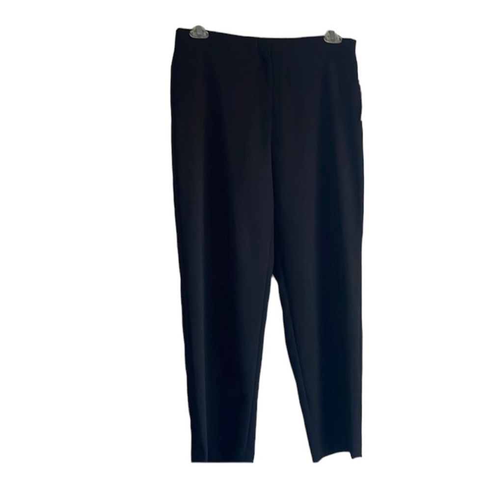 Krazy Larry black midweight trousers w/stretch. Zip front/hook tab. Size 12 NWT